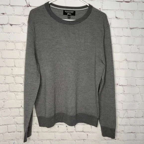 Banana Republic Baruffa Men's Size M Gray Italian Merino Wool